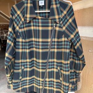CAbi Multicolor Plaid Asymmetrical Jacket